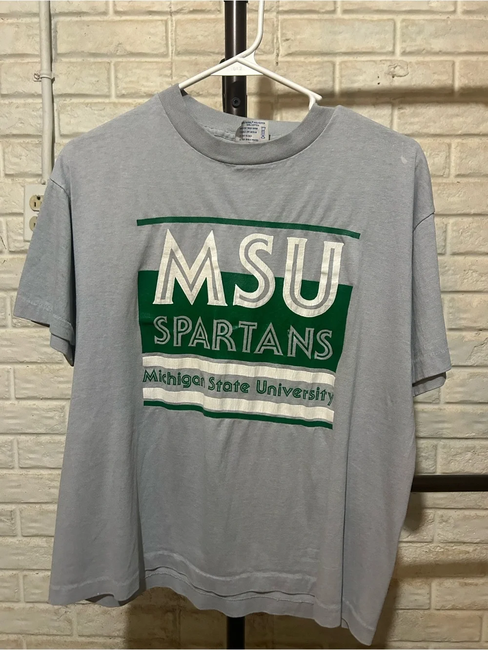 Michigan State University MSU Spartans Graphic Tee - Light Gray & Green